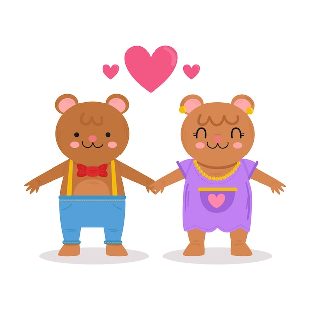 Free vector cute valentine's day bear couple