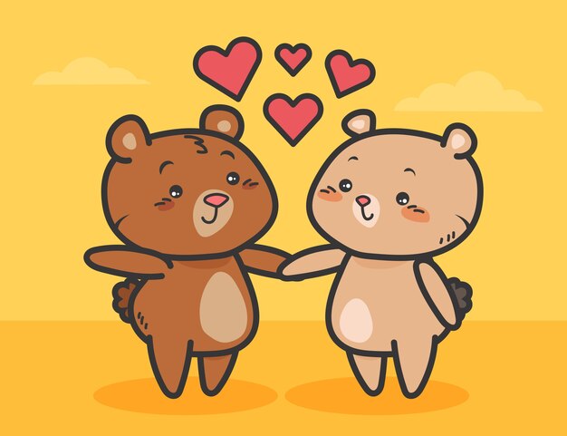 無料ベクター かわいいバレンタインデーのクマのカップル