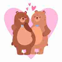 Free vector cute valentine's day bears couple