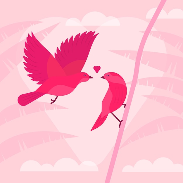 Free vector cute valentine's day birds couple