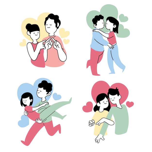 Free vector cute valentine's day couple collection