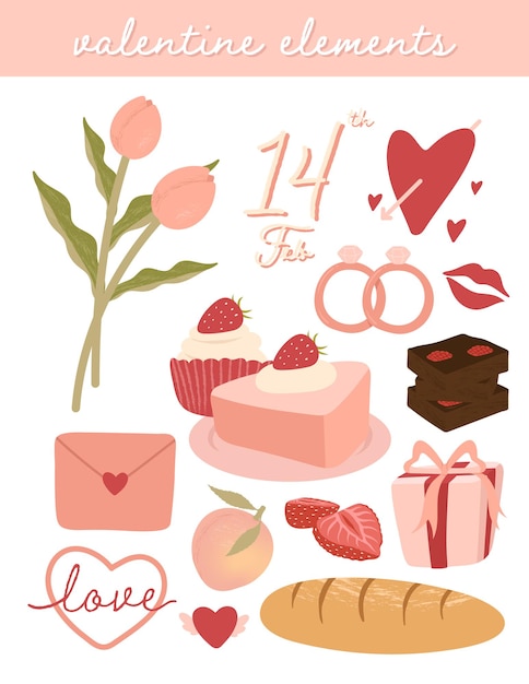 Cute valentine's day elements set