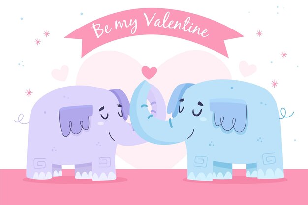 Cute valentine's day elephant couple