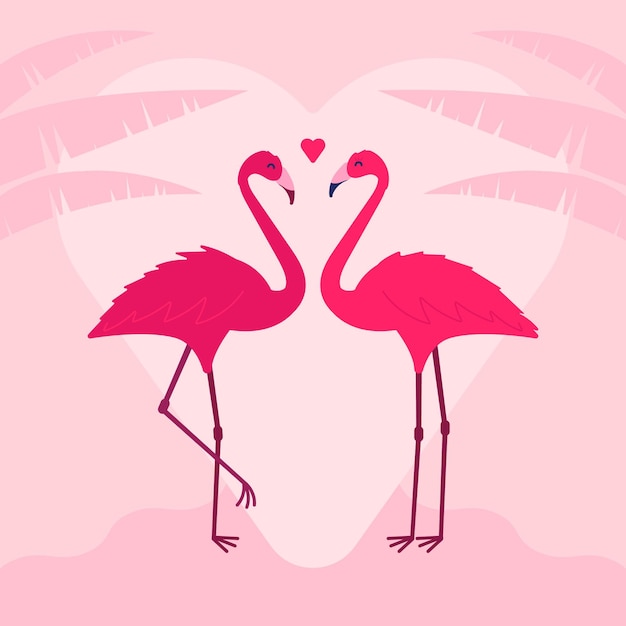 Cute valentine's day flamingo couple