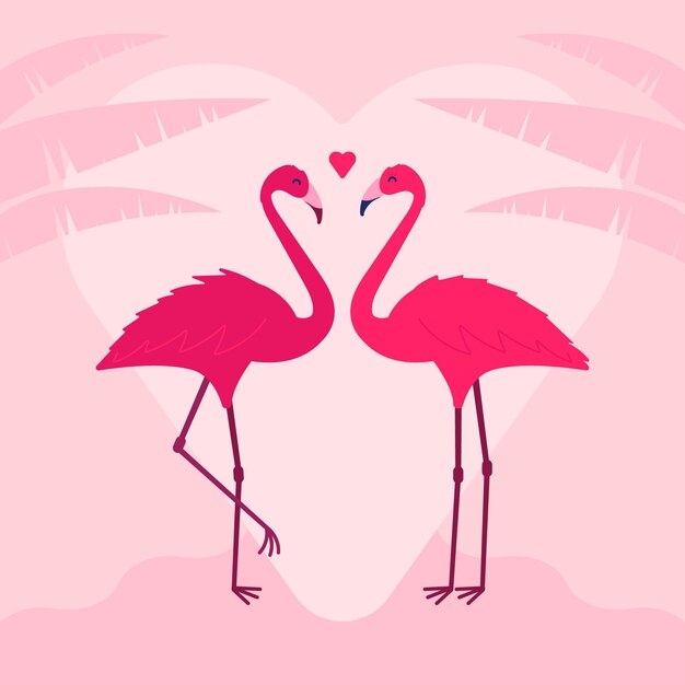 Cute valentine's day flamingo couple