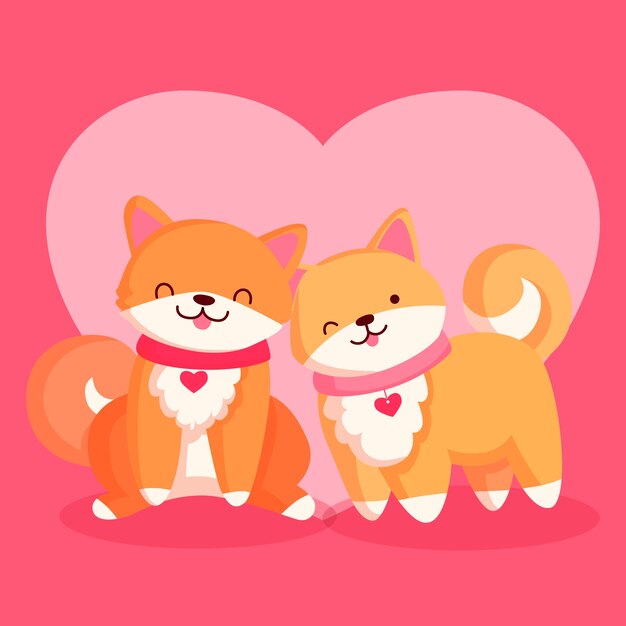 Cute valentine's day fox couple