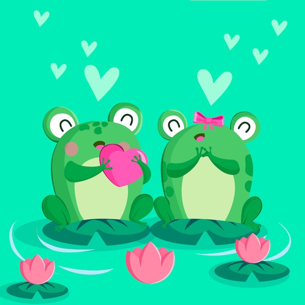 Free vector cute valentine's day frog couple