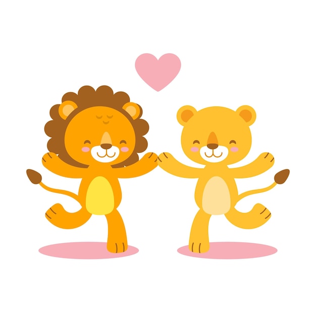 Cute valentine's day lions couple