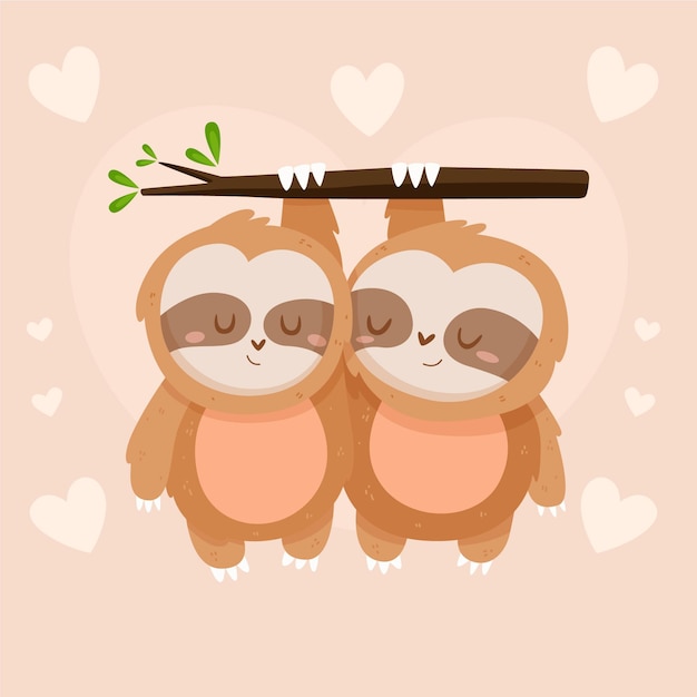 Cute valentine's day sloth couple