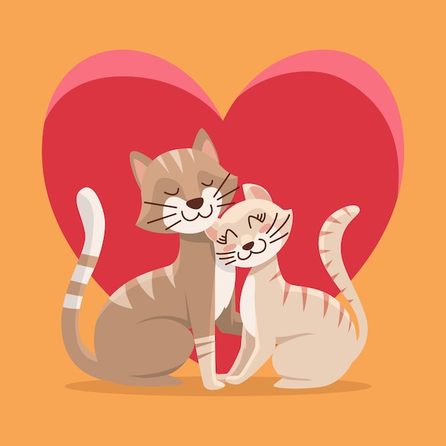 Free vector cute valentines day animal couple concept for illustration