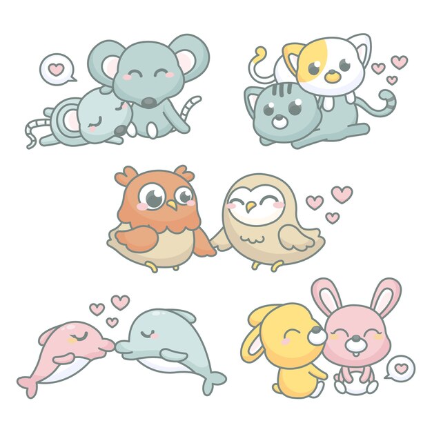 Cute valentines day animal couple