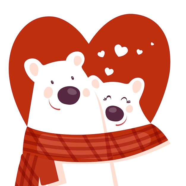 Free vector cute valentines day animal couple