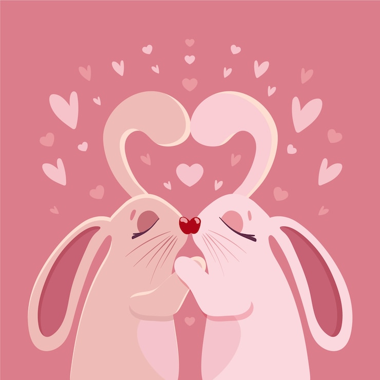 Free Vector cute valentines day animal couple