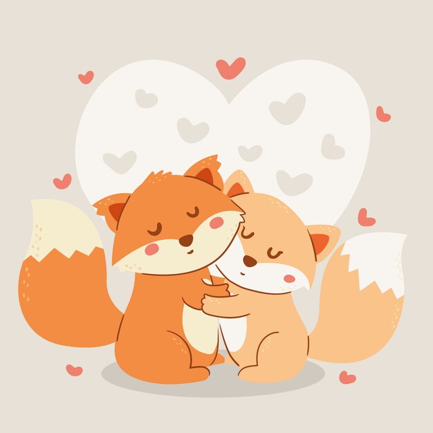 かわいいバレンタインデーの動物のカップル