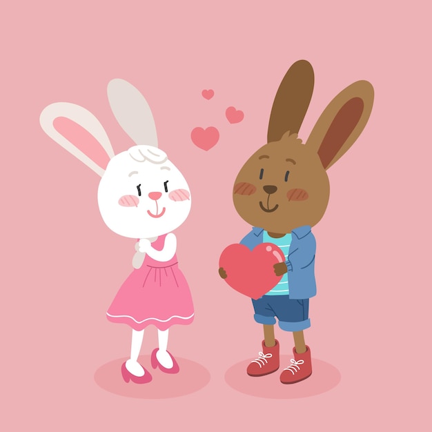 Free vector cute valentines day animal couple