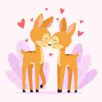Free vector cute valentines day animal couple