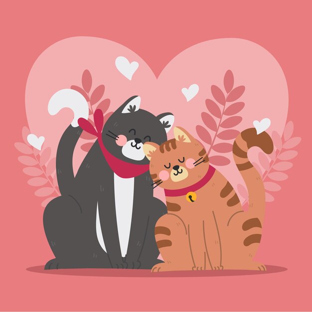 귀여운 발렌타인 데이 동물 커플