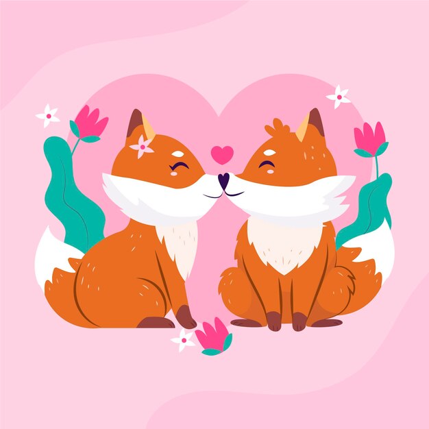 かわいいバレンタインデーの動物のカップル