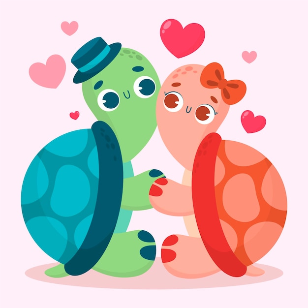 Free vector cute valentines day animal couple