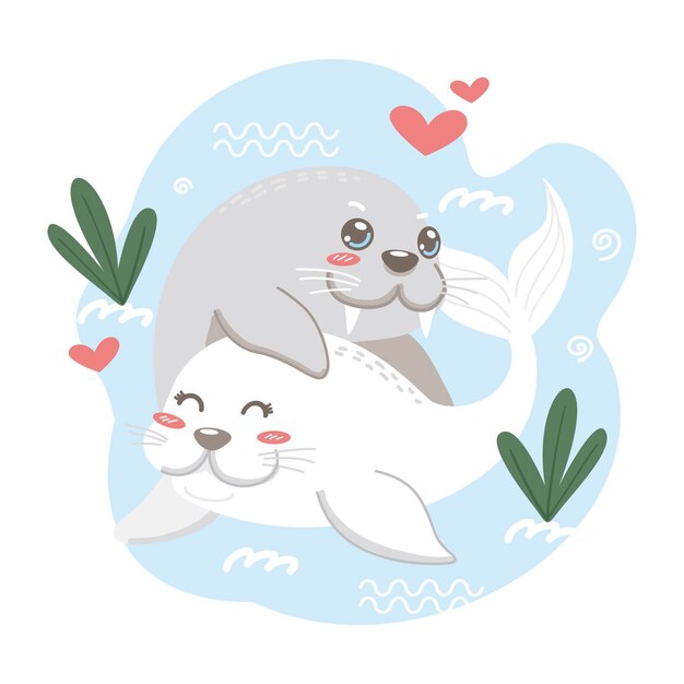 Cute valentines day animal couple