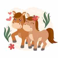 Free vector cute valentines day animal couple