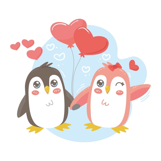 Free vector cute valentines day animal couple