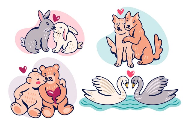 Cute valentines day animal couple