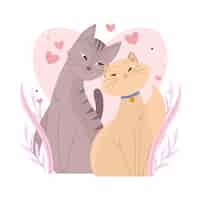 Free vector cute valentines day animal couple