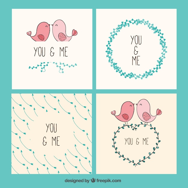 Free vector cute valentines day cards