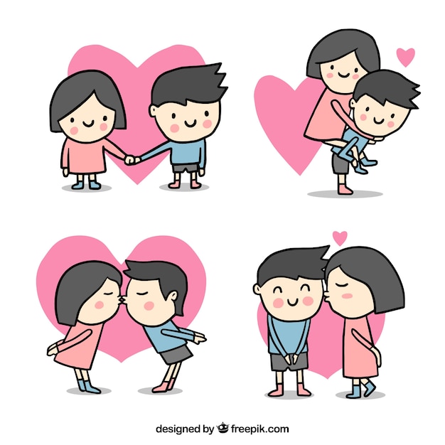 Free vector cute valentines day couple collection