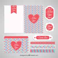 Free vector cute valentines day stationery