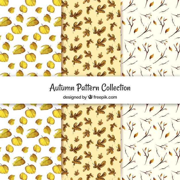 Cute variety of watercolor autumn patterns
