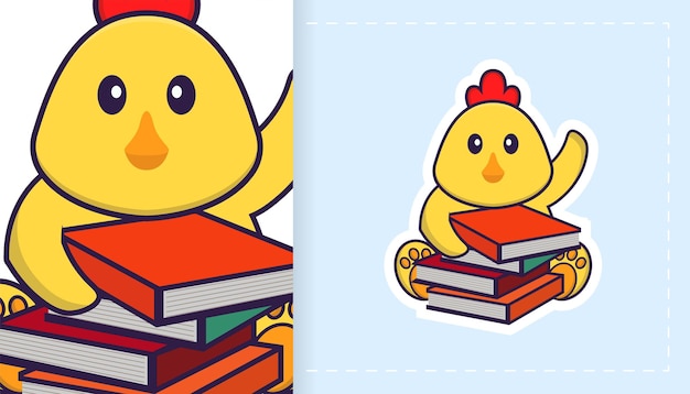 Cute vector chicken. can be used for stickers, patches, textiles, paper.