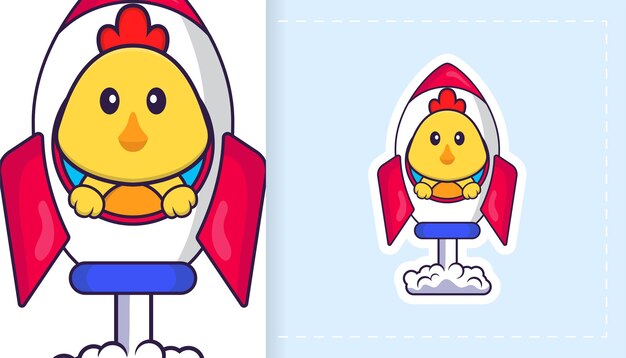 Cute vector chicken. can be used for stickers, patches, textiles, paper.