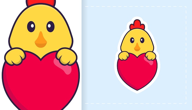 Cute vector chicken. can be used for stickers, patches, textiles, paper.