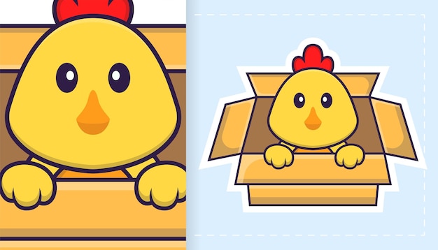 Cute vector chicken. can be used for stickers, patches, textiles, paper.