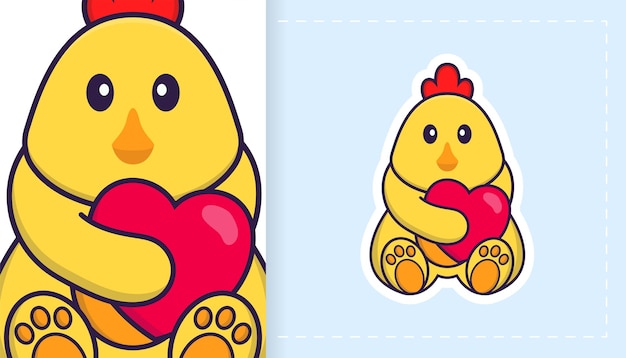 Cute vector chicken. can be used for stickers, patches, textiles, paper.