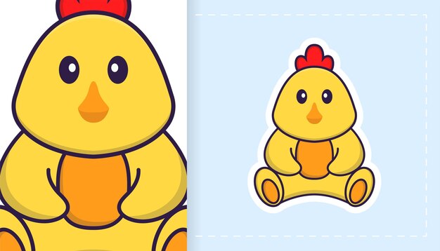 Cute vector chicken. can be used for stickers, patches, textiles, paper.