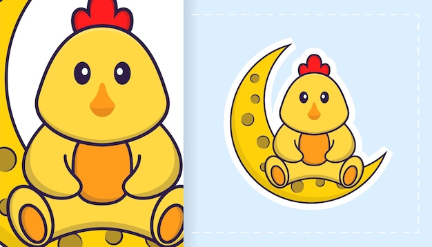 Cute vector chicken. can be used for stickers, patches, textiles, paper.