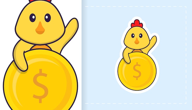 Cute vector chicken. can be used for stickers, patches, textiles, paper.