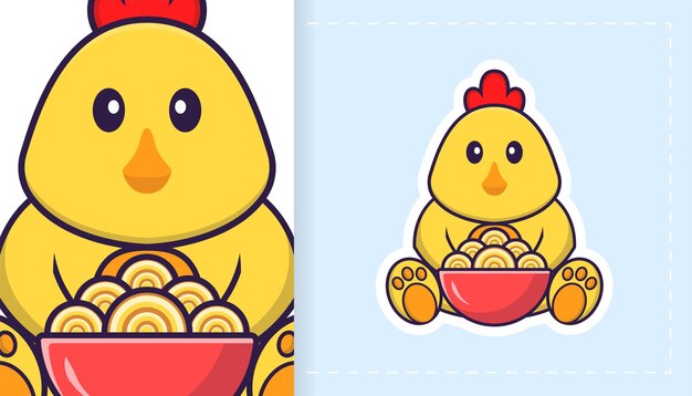 Cute vector chicken. can be used for stickers, patches, textiles, paper.