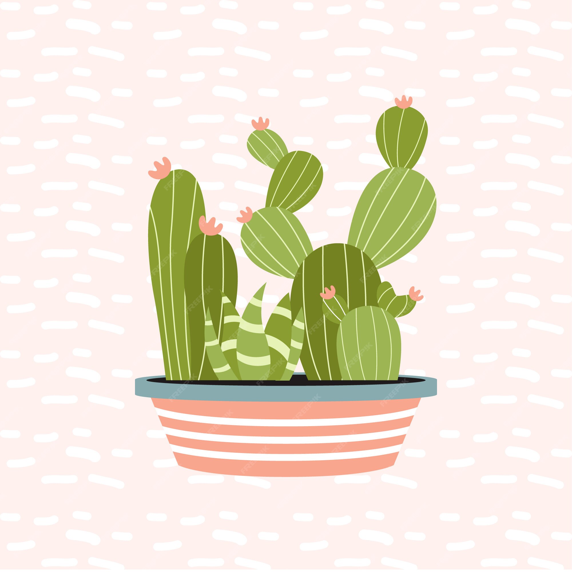 サボテンと多肉植物のワンポットについてかわいいベクトルイラスト プレミアムベクター サボテンと多肉植物のワンポットについてかわいいベクトルイラスト プレミアムベクター