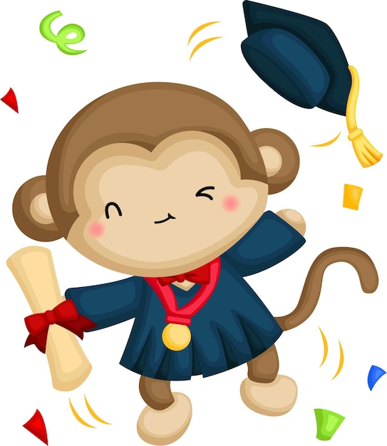 Free vector cute vector of a monkey mascot graduating