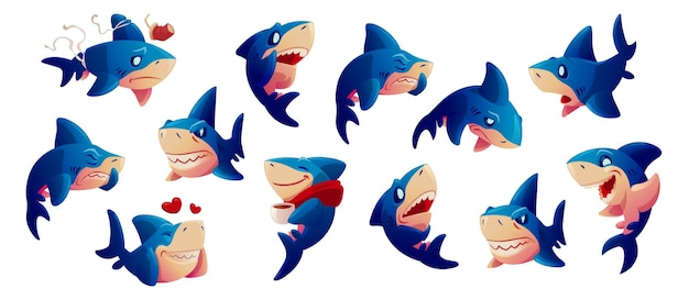 Cute vector shark cartoon character illustration