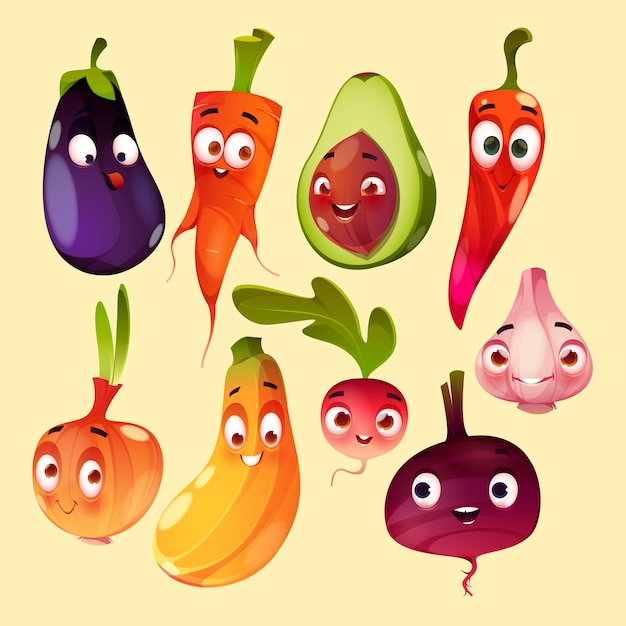 Free vector cute vegetables sticker collection