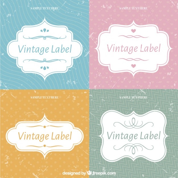 Free vector cute vintage label collection