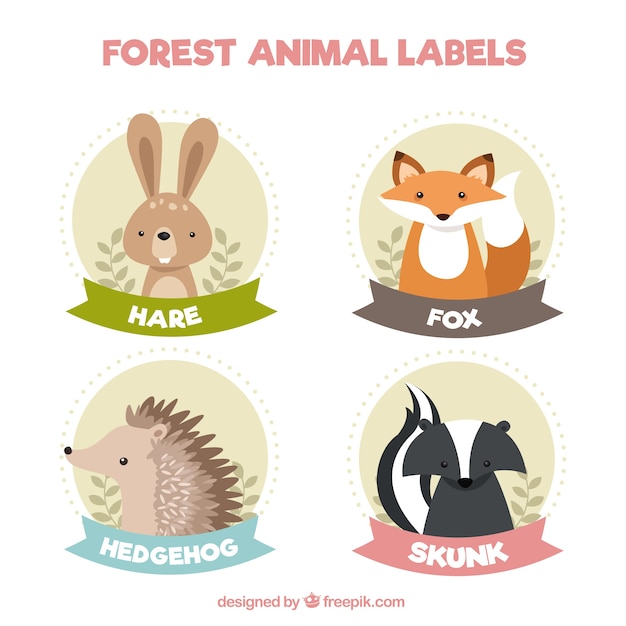 Cute vintage stickers of lovely animals