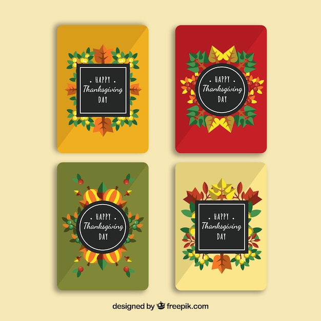 Free vector cute vintage thanksgiving cards