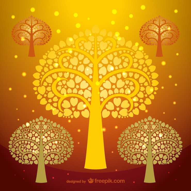 Free Vector cute vintage trees