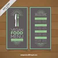 Vettore gratuito carino vintage menu vegano ristorante